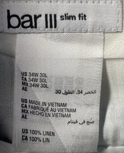 Load image into Gallery viewer, Bar III Mens Light Blue Linen Flat Front Slim Fit Dress Pants Size 34x30