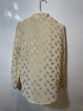 Load image into Gallery viewer, Michael Kors Womens Beige Foil Paisley Print Long Sleeve V-Neck Blouse Top Sz M