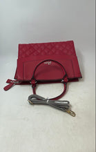 Load image into Gallery viewer, Guess Crimson Womens Red Faux Leather Quilted Shoulder Strap Satchel Handbag