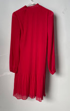 Load image into Gallery viewer, DKNY Womens Red Long Sleeve Split Neck Pleated Hem Mini Dress Size 2