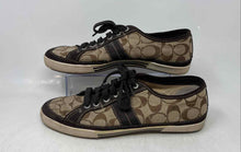 Load image into Gallery viewer, Coach Unisex Brown Logo Print Canvas Lace-Up Low Top Sneaker Shoes Size 11M