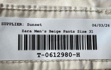 Load image into Gallery viewer, Zara Mens Beige Stretch Pockets Straight Leg Chino Pants Size 31
