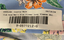 Load image into Gallery viewer, Club Room Mens Blue Floral Collared Long Sleeve Dress Shirt Size Small