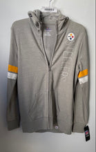 Load image into Gallery viewer, Majestic Womens Gray NFL Pittsburgh Steelers Long Sleeve Full-Zip Hoodie Size M