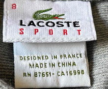 Load image into Gallery viewer, Lacoste Sport Mens Gray Cotton 27 Logo Short Sleeve Collared Polo Shirt Size 8