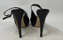 Load image into Gallery viewer, GF Ferre Womens Black Leather Round Toe Platform Slingback Heels Size EUR 40