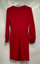Load image into Gallery viewer, DKNY Womens Red Long Sleeve Tie Waist Surplice Neck Wrap Dress Size 4