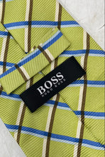 Load image into Gallery viewer, Hugo Boss Mens Multicolor Plaid Silk Keeper Loop Adjustable Pointed Tie
