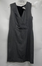 Load image into Gallery viewer, Ann Taylor Loft Womens Black White Plaid Sleeveless V-Neck Sheath Dress Size 10