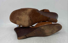 Load image into Gallery viewer, Maximiliano Womens Brown Leather Open Toe Wedge Heel Slingback Sandals Size 9