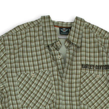 Load image into Gallery viewer, Harley Davidson Mens Beige Plaid Collared Front Pockets Button-Up Shirt Size XL