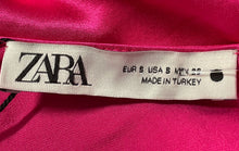 Load image into Gallery viewer, Zara Womens Pink Sleeveless V-Neck Side Ruched Slip Dress Size Small