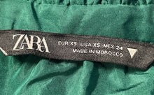 Load image into Gallery viewer, Zara Womens Green 3/4 Sleeve Tiered V-Neck Short Mini Dress Size XS