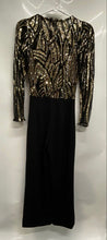 Load image into Gallery viewer, Valentine Womens Black Sequin Long Sleeve Back Zip One-Piece Jumpsuit Size Small