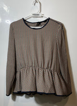 Load image into Gallery viewer, Zara Basic Womens Multicolor Houndstooth Tweed Long Sleeve Peplum Blouse Top M