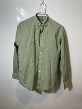 Load image into Gallery viewer, Thomas Dean Mens Green Gingham Cotton Long Sleeve Collared Dress Shirt Size XL