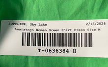 Load image into Gallery viewer, Amaiatogo Womens Green Long Sleeve Collared Asymmetrical Hem Shirt Dress Size M