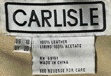Load image into Gallery viewer, Carlisle Womens Dark Khaki Leather Shimmer Long Sleeve Button Front Jacket Sz 18