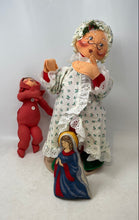 Load image into Gallery viewer, Antique Set Of 3 Pcs Assorted Multicolor Felt And Fabric Play Dolls With Outfits