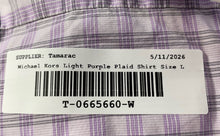 Load image into Gallery viewer, Michael Kors Mens Light Purple Plaid Slim Fit Stretch Dress Shirt Sz L 16 34/35