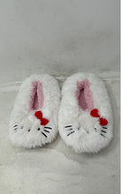 Load image into Gallery viewer, Sanrio Womens White Pink Hello Kitty Winter Warm Fluffy Slip-On Slippers