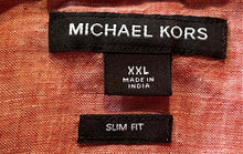 Load image into Gallery viewer, Michael Kors Mens Orange Linen Short Sleeve Slim Fit Button-Up Shirt Size XXL