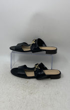 Load image into Gallery viewer, Liz Claiborne Womens Black Leather Slip-On Block Heel Slide Sandals Size 8