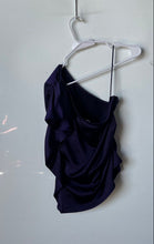 Load image into Gallery viewer, Express Womens Purple Satin One Shoulder Draped Gathered Blouse Top Size M W/Tag
