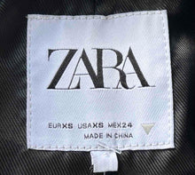 Load image into Gallery viewer, Zara Womens Black Faux Leather Long Sleeve Notch Lapel Button Front Jacket Sz XS