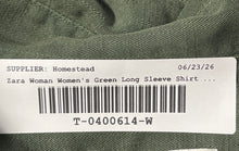 Load image into Gallery viewer, Zara Woman Womens Green Long Sleeve Double Pocket Button-Up Shirt Size Small