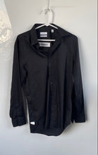 Load image into Gallery viewer, Calvin Klein Mens Black Cotton Long Sleeve Slim Fit Non-Iron Dress Shirt Sz 15.5