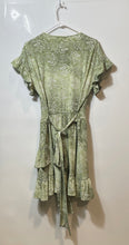 Load image into Gallery viewer, Michael Kors Womens Green Paisley Print Ruffle Waist Tie Mini Dress Size M