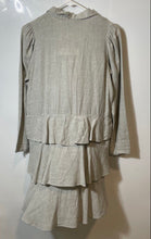Load image into Gallery viewer, Zara Womens Taupe Long Sleeve Spread Collar Ruffle Hem Shirt Dress Size XS