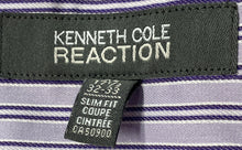 Load image into Gallery viewer, Kenneth Cole Reaction Mens Purple Striped Wrinkle Free Dress Shirt Size XL