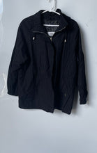 Load image into Gallery viewer, London Fog Womens Black Long Sleeve Full-Zip Hooded Windbreaker Jacket Size LP