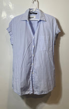 Load image into Gallery viewer, Zara Womens Light Blue White Striped Short Sleeve Collared Shirt Dress Size S