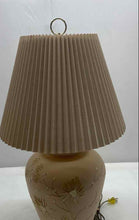 Load image into Gallery viewer, Beige Embossed Floral Pattern Table Lighting Chinoiserie Ceramic Lamp