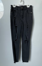 Load image into Gallery viewer, Express Womens Black Denim Distressed High-Rise Ankle Jegging Jeans Size 0