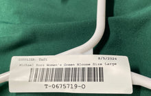 Load image into Gallery viewer, Michael Kors Womens Green Short Sleeve Round Neck Pullover Blouse Top Size Large