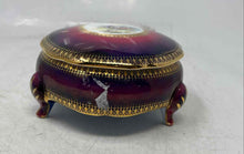 Load image into Gallery viewer, Multicolor Printed Round Shape Tri-Footed Vanity Jewelry Box With Lid