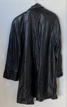 Load image into Gallery viewer, Melanzona Womens Black Leather Shawl Collar Long Sleeve Open Front Coat Size L