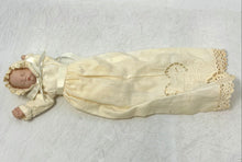 Load image into Gallery viewer, Vintage Ivory Gown Bonnet Lace Trim Embroidered Collectible Ceramic Baby Doll