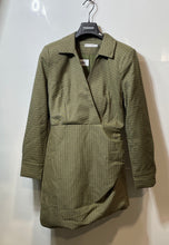 Load image into Gallery viewer, Avec Les Filles Womens Olive Green Gingham Long Sleeve Mini Dress Size 8 W/ Tag