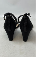 Load image into Gallery viewer, Antonio Melani Womens Feenah Black Rhinestone Wedge Ankle Strap Sandals Sz 9.5M