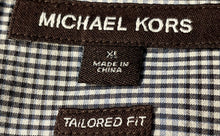 Load image into Gallery viewer, Michael Kors Mens Blue Gray Checkered Long Sleeve Button-Up Shirt Size XL