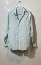 Load image into Gallery viewer, Calvin Klein Mens Blue White Striped Long Sleeve Regular Fit Dress Shirt Sz 15.5
