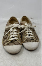 Load image into Gallery viewer, Coach Womens Zorra Brown Gold Monogram Sequin Lace-Up Sneaker Shoes Size 6.5 B