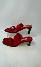 Load image into Gallery viewer, Nina Womens Red Leather Open Toe Slip-On Block Heels Slide Sandals Size 9M