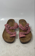 Load image into Gallery viewer, A. Giannetti Womens Pink Leather Wedge Heel Thong Sandals Size 9 Made In Italy