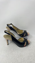 Load image into Gallery viewer, Bandolino Womens BD Sterling Black Leather Buckle Stiletto Slingback Heels 8 M